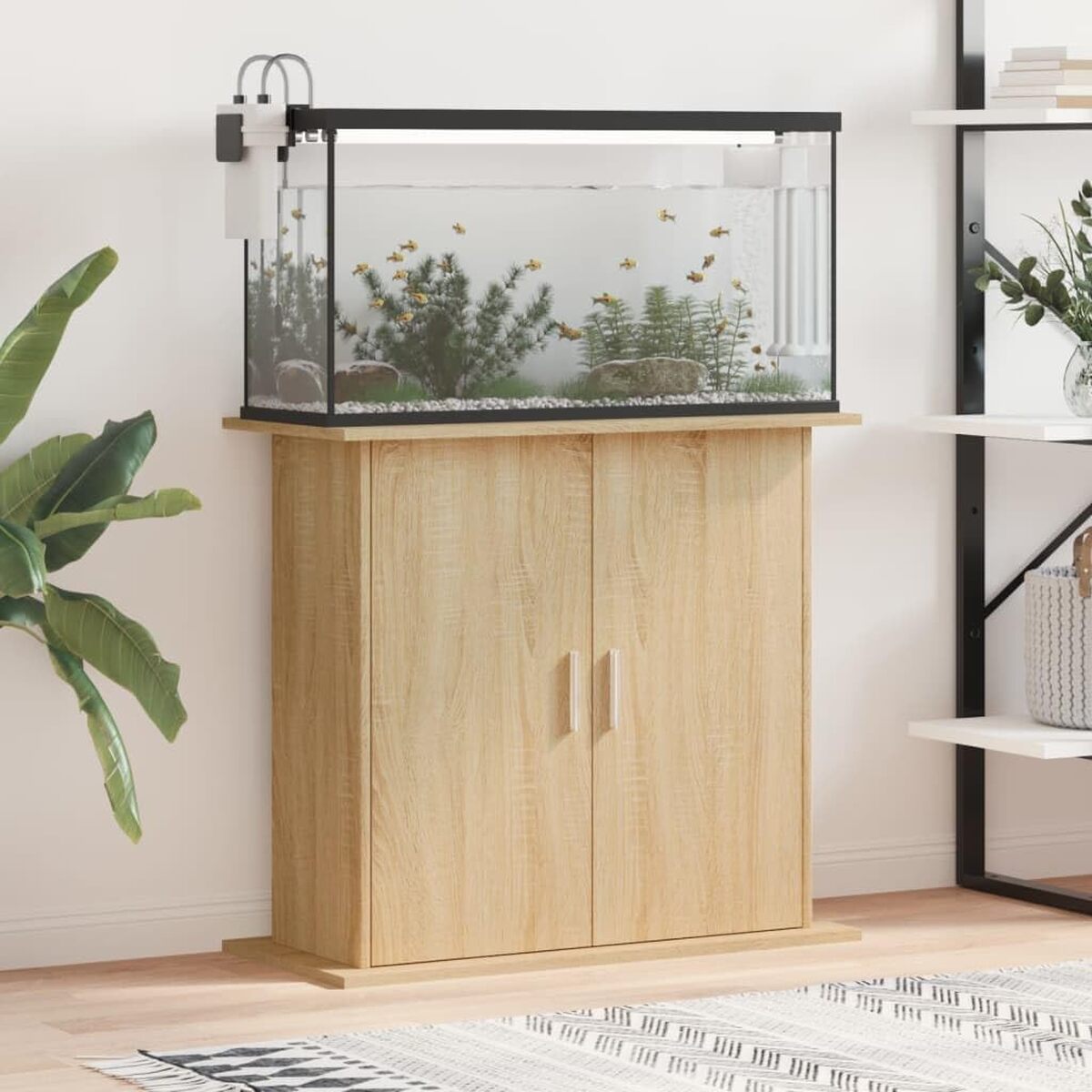 Test du meuble Toshilian : support pratique pour aquarium en chêne sonoma