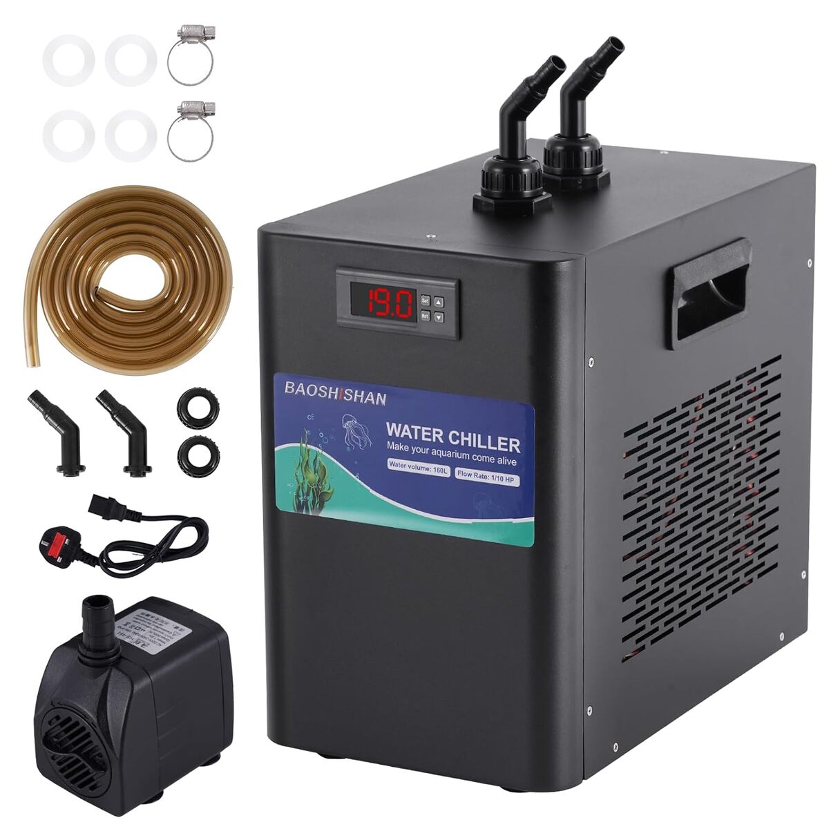 Test du refroidisseur d'eau BAOSHISHAN 160 L pour aquarium