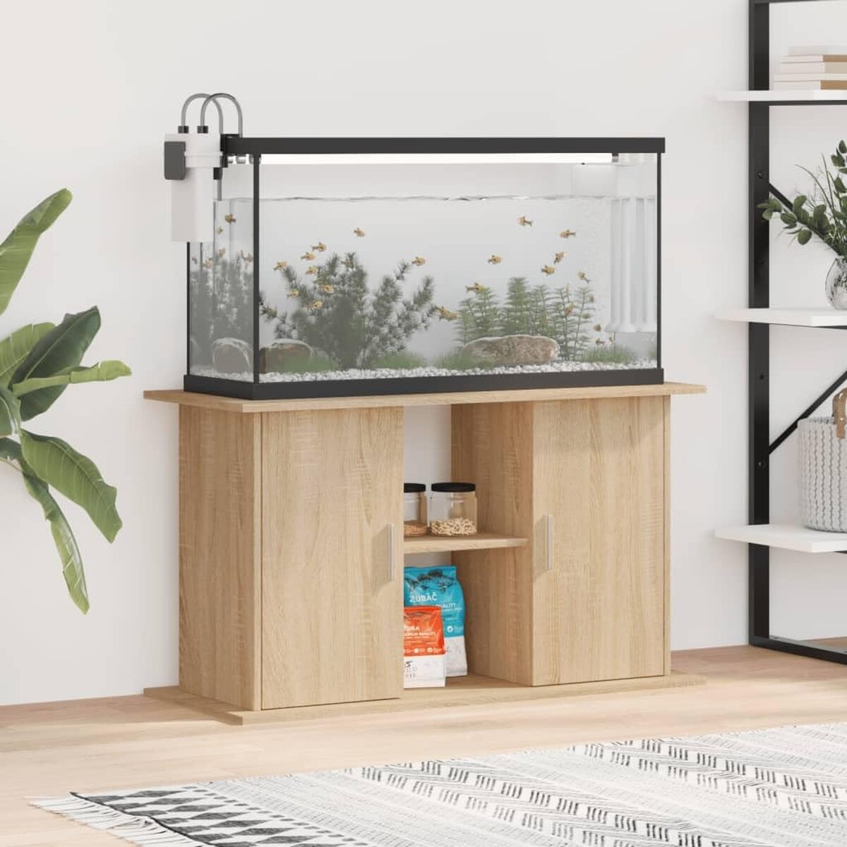 Test du support pour aquarium Homgoday : meuble bas en chêne Sonoma