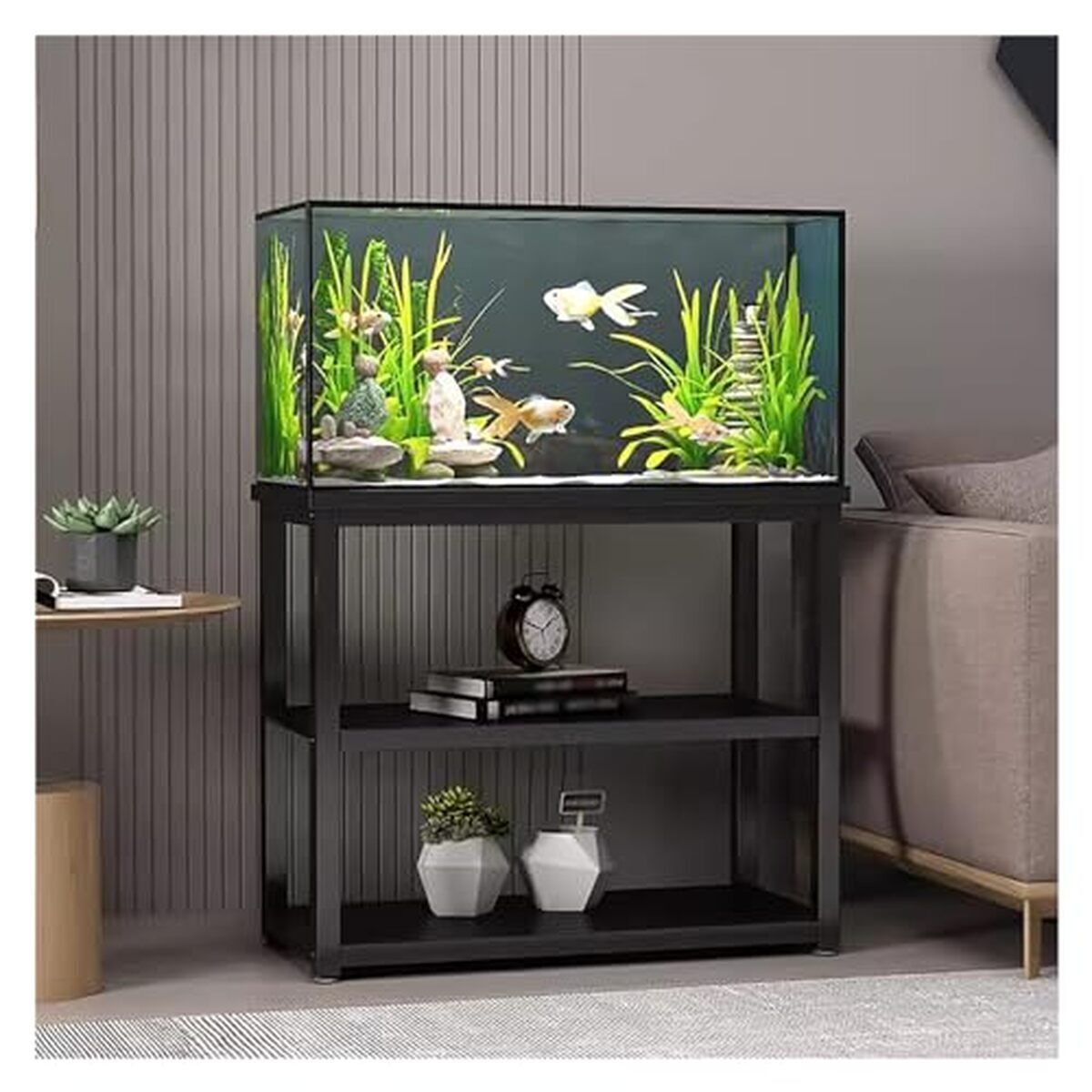 Test : support Tall pour aquarium 5-20 gallons, métal et bois