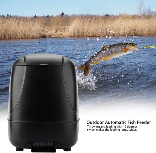 CUEI Mangeoire Automatique pour Poissons, 10 L de Grande capacité, Distributeur d'alimentation Intelligent pour Poissons en Plein air, minuterie de contrôle de réglage à Plusieurs Vitesses