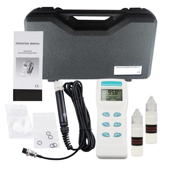 Testeur de température de l'eau dissous avec électrode d'oxygène pour aquarium, eau douce, laboratoire, aquaculture, etc.