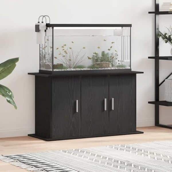Test détaillé et avis sur le support d'aquarium vidaXL chêne noir : style, robustesse et praticité évalués par nos experts pour embellir votre espace aquatique